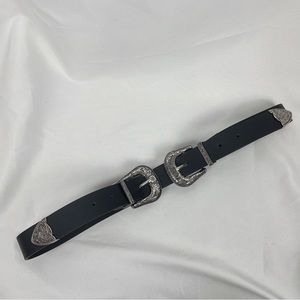 Double-Buckle Western Belts for Women, Vintage Design Leather Rhinestone…